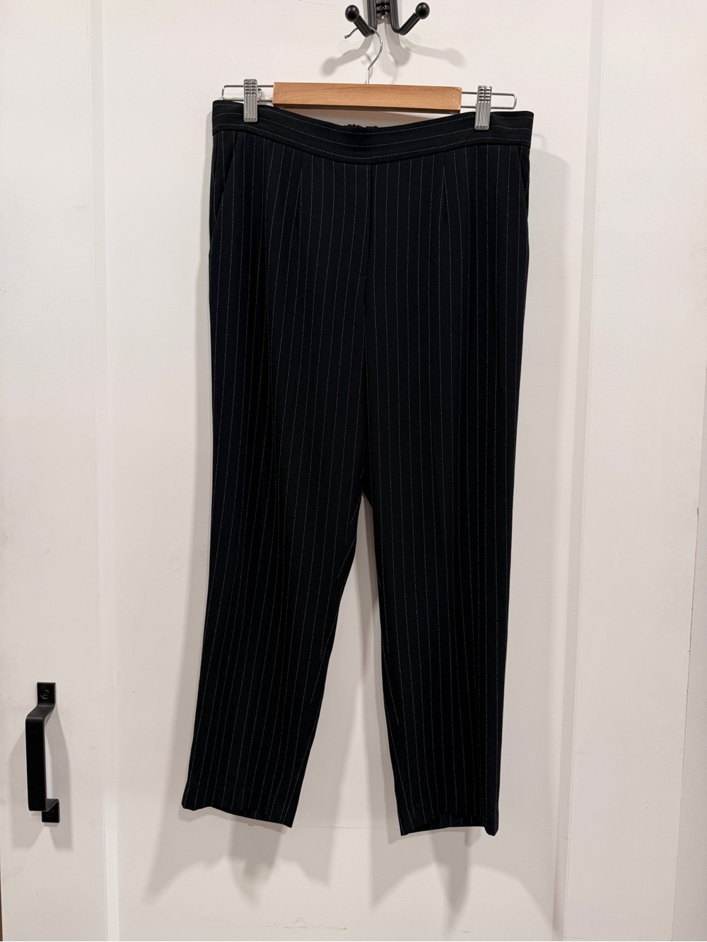 Babaton Conan Black Pinstripe Relaxed Tapered Dress Pants